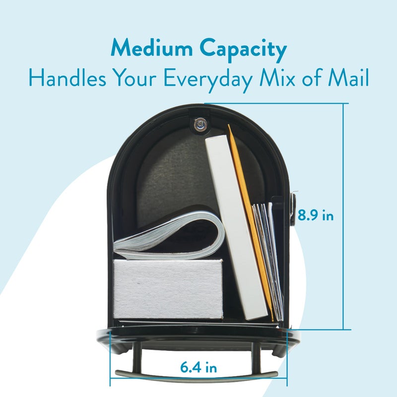 Architectural Mailboxes Franklin Post Mount Mailbox, Black with Silver Accents, FM110BEC - Image 3